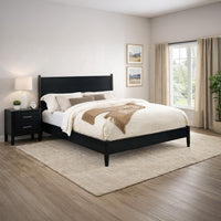 Wooden Eastern King Size Bed with Panel Headboard, Black - BM217642