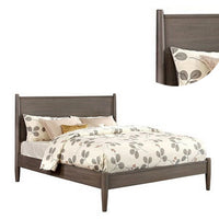 Wooden Eastern King Size Bed with Panel Headboard, Gray - BM217644