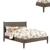 Wooden Eastern King Size Bed with Panel Headboard, Gray - BM217644