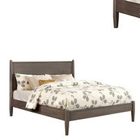 Wooden Eastern King Size Bed with Panel Headboard, Gray - BM217644