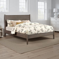 Wooden Eastern King Size Bed with Panel Headboard, Gray - BM217644