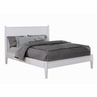 Wooden California King Size Bed with Panel Headboard, White - BM217645
