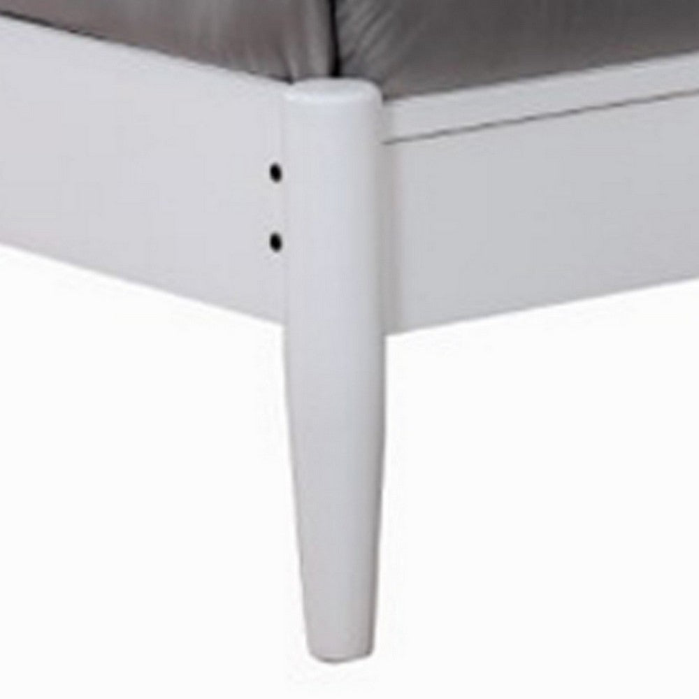 Wooden California King Size Bed with Panel Headboard, White - BM217645