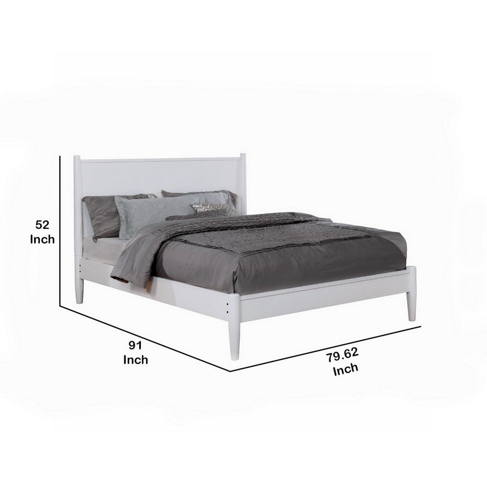 Wooden California King Size Bed with Panel Headboard, White - BM217645