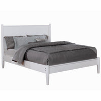 Wooden Eastern King Size Bed with Panel Headboard, White - BM217646