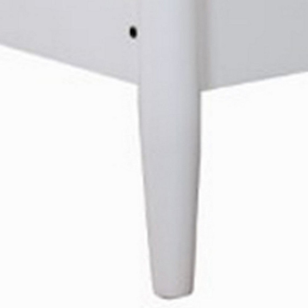 Wooden Eastern King Size Bed with Panel Headboard, White - BM217646