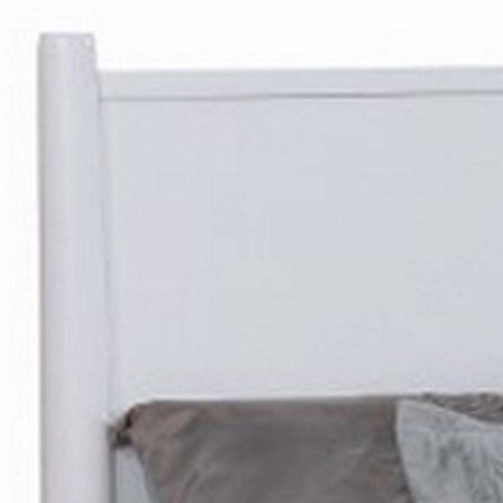 Wooden Eastern King Size Bed with Panel Headboard, White - BM217646