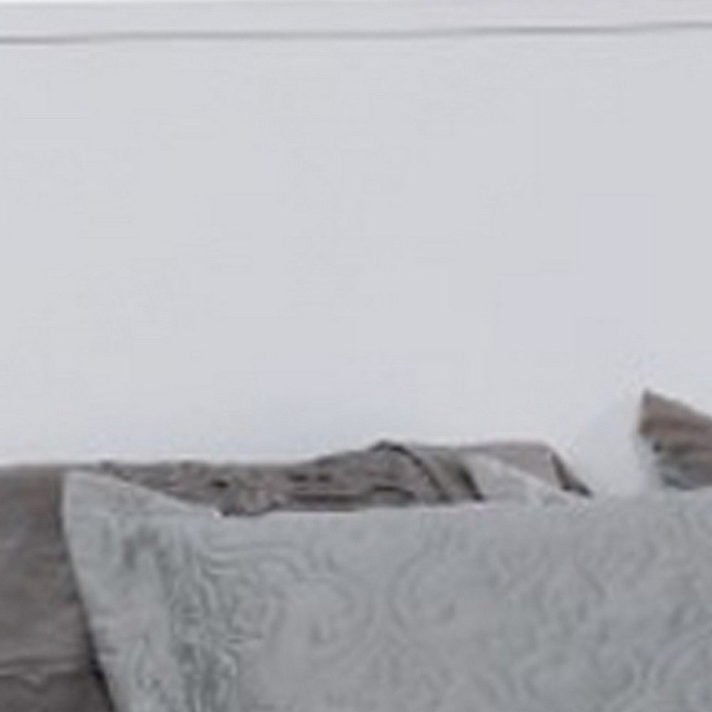 Wooden Eastern King Size Bed with Panel Headboard, White - BM217646