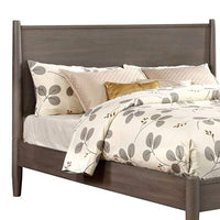 Mid Century Modern Wood Queen Bed with Round Tapered Legs, Gray - BM217705