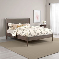 Mid Century Modern Wood Queen Bed with Round Tapered Legs, Gray - BM217705