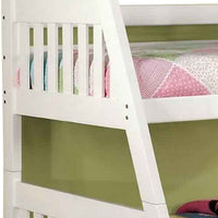 Mission Style Twin over Full Size Bed with Attached Ladder, White - BM217735