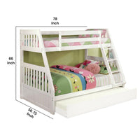 Mission Style Twin over Full Size Bed with Attached Ladder, White - BM217735