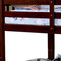 Slatted Twin Over Twin Bunk Bed with Attached Ladder, Espresso Brown - BM217745