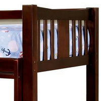 Slatted Twin Over Twin Bunk Bed with Attached Ladder, Espresso Brown - BM217745