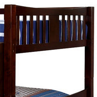 Slatted Full Over Full Bunk Bed with Attached Ladder, Walnut Brown - BM217746