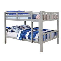 Slatted Full Over Full Bunk Bed with Attached Ladder, Gray - BM217747