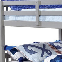 Slatted Full Over Full Bunk Bed with Attached Ladder, Gray - BM217747