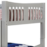 Slatted Full Over Full Bunk Bed with Attached Ladder, Gray - BM217747