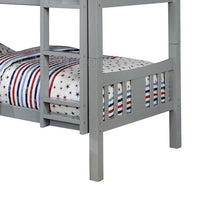 Slatted Twin Over Twin Bunk Bed with Attached Ladder, Gray - BM217748