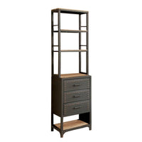 Wood and Metal Pier Cabinet with Studded Accents and Storage Spaces, Gray - BM217802