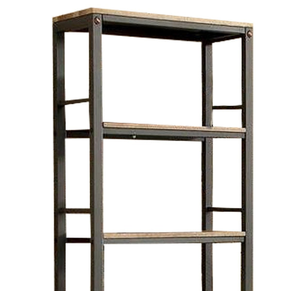 Wood and Metal Pier Cabinet with Studded Accents and Storage Spaces, Gray - BM217802