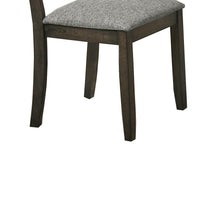 Wooden Side Chair with Fabric Upholstered Seat, Set of 2, Brown and Gray - BM218003