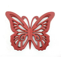 Wooden Butterfly Wall Plaque with Cutout Detail, Red - BM218333
