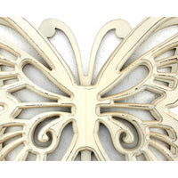 Wooden Butterfly Wall Plaque with Cutout Detail, White - BM218334