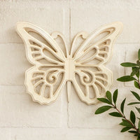 Wooden Butterfly Wall Plaque with Cutout Detail, White - BM218334