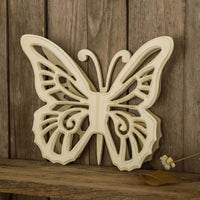 Wooden Butterfly Wall Plaque with Cutout Detail, White - BM218334