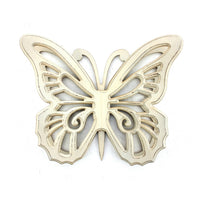 Wooden Butterfly Wall Plaque with Cutout Detail, White - BM218334