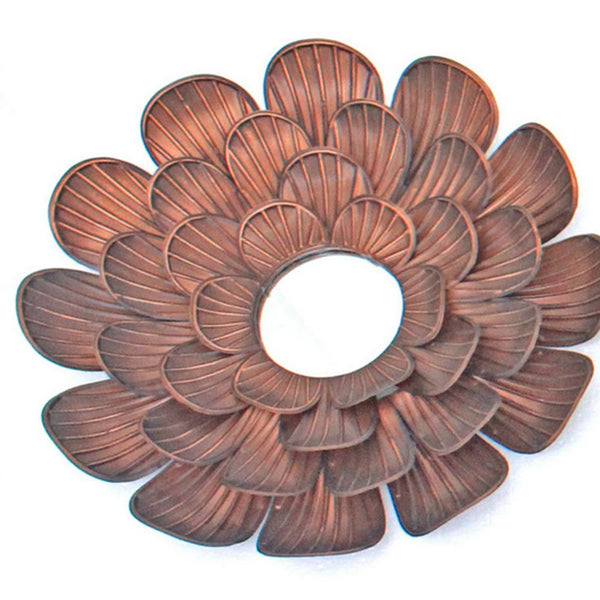 Blooming Metal Flower Wall Decor Mirror, Set of 3, Copper - BM218336