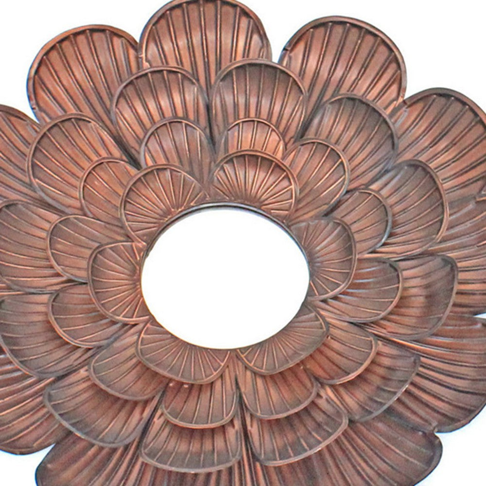 Blooming Metal Flower Wall Decor Mirror, Set of 3, Copper - BM218336