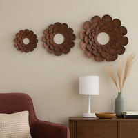 Blooming Metal Flower Wall Decor Mirror, Set of 3, Copper - BM218336