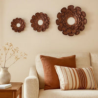 Blooming Metal Flower Wall Decor Mirror, Set of 3, Copper - BM218336