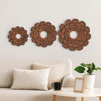 Blooming Metal Flower Wall Decor Mirror, Set of 3, Copper - BM218336