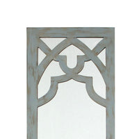 Rectangular Wooden Wall Mirror with Symmetrical Baroque Design, Gray - BM218340