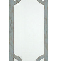 Rectangular Wooden Wall Mirror with Symmetrical Baroque Design, Gray - BM218340