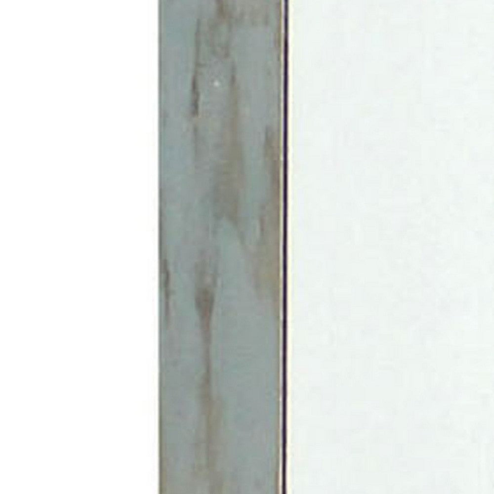 Rectangular Wooden Wall Mirror with Symmetrical Baroque Design, Gray - BM218340