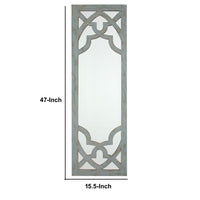 Rectangular Wooden Wall Mirror with Symmetrical Baroque Design, Gray - BM218340