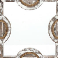 Square Wooden Wall Mirror with Rope Borders, Gray - BM218341