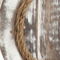 Square Wooden Wall Mirror with Rope Borders, Gray - BM218341