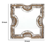 Square Wooden Wall Mirror with Rope Borders, Gray - BM218341