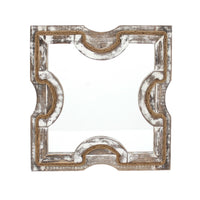 Square Wooden Wall Mirror with Rope Borders, Gray - BM218341