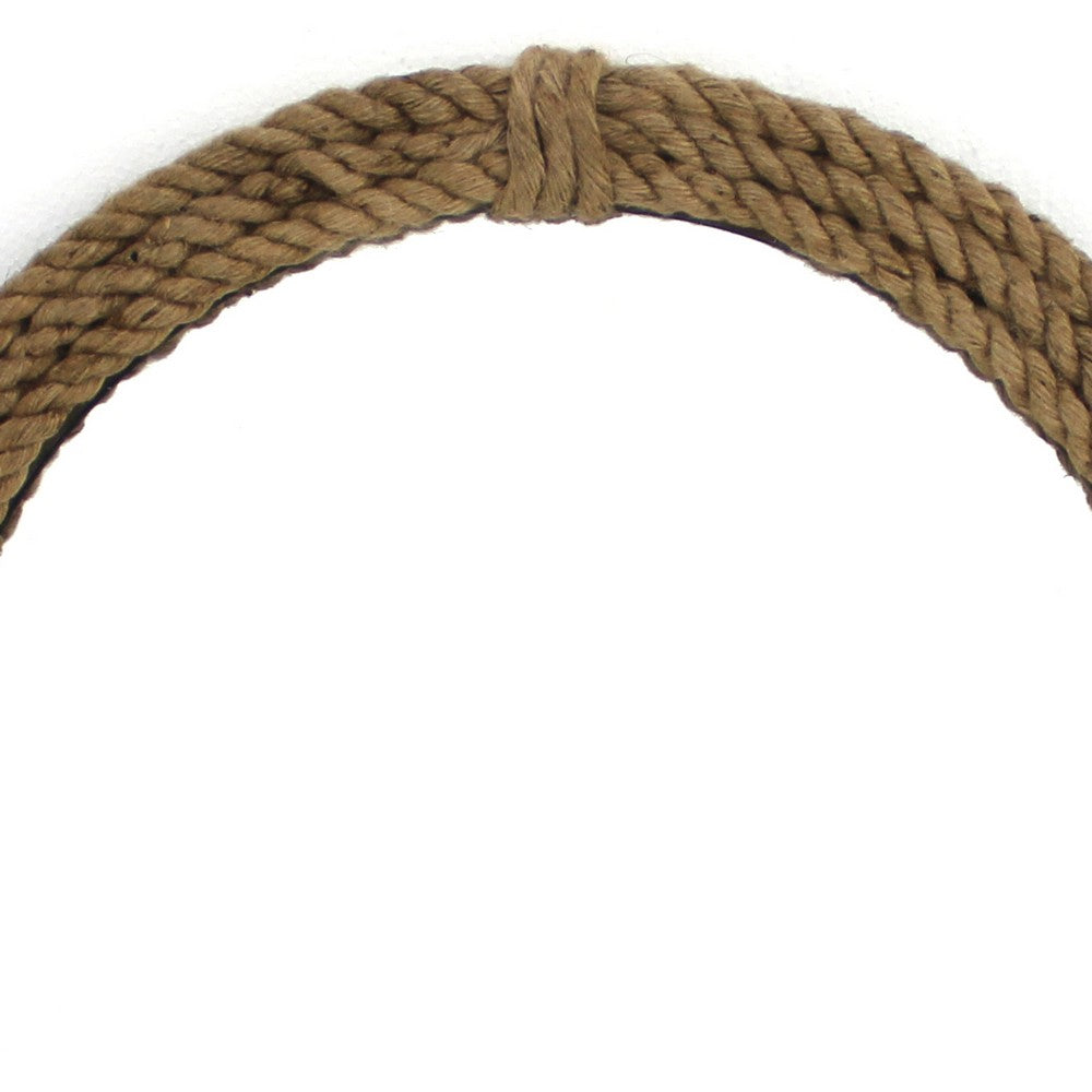 Circular Wall Mirror with Jute Rope Borders, Brown - BM218342