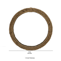 Circular Wall Mirror with Jute Rope Borders, Brown - BM218342