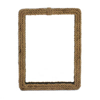 Rectangular Wall Mirror with Jute Rope Borders, Brown - BM218343