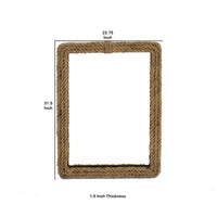 Rectangular Wall Mirror with Jute Rope Borders, Brown - BM218343