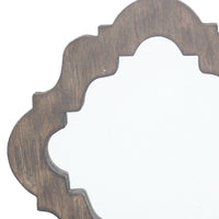 Wooden Candle Holders with Mirror and Quatrefoil Pattern, Set of 2, Brown - BM218346