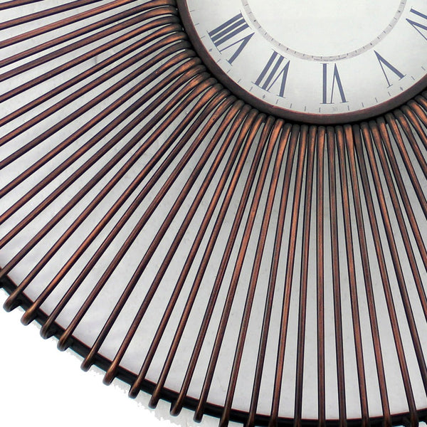 Wall Clock with Metal Fan Guard Design Frame, Brown - BM218347